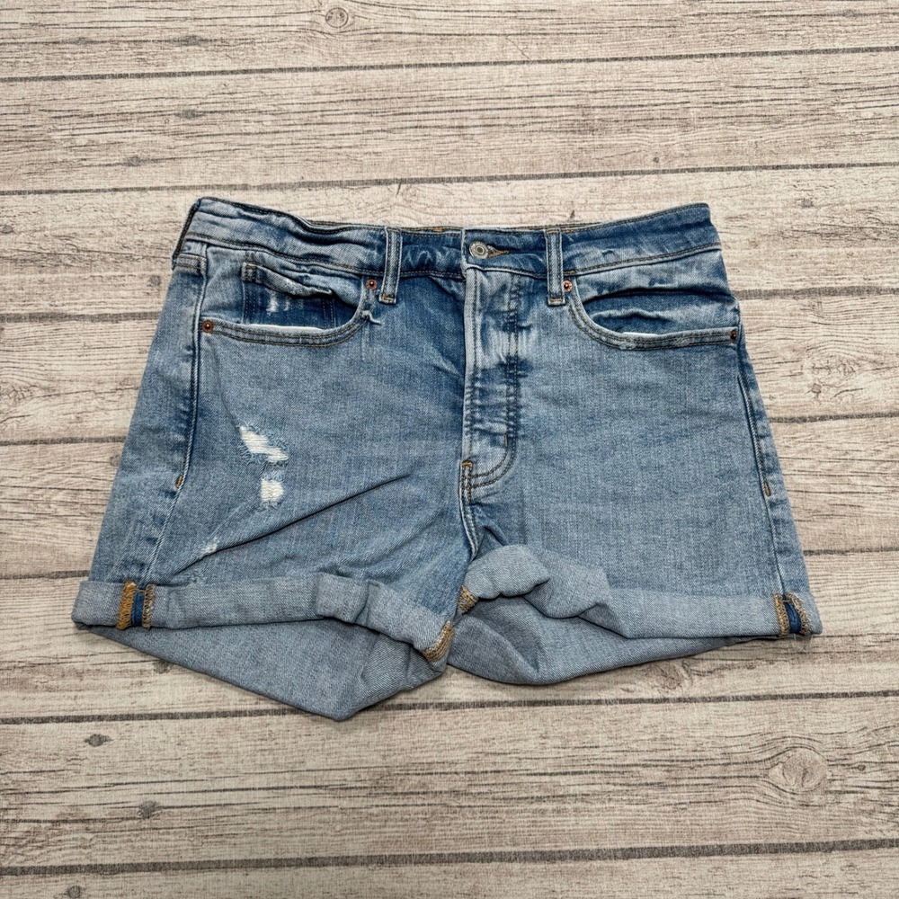 Old Navy Shorts Women's 12 Blue Denim High Rise Button Fly O.G. Straight Summer